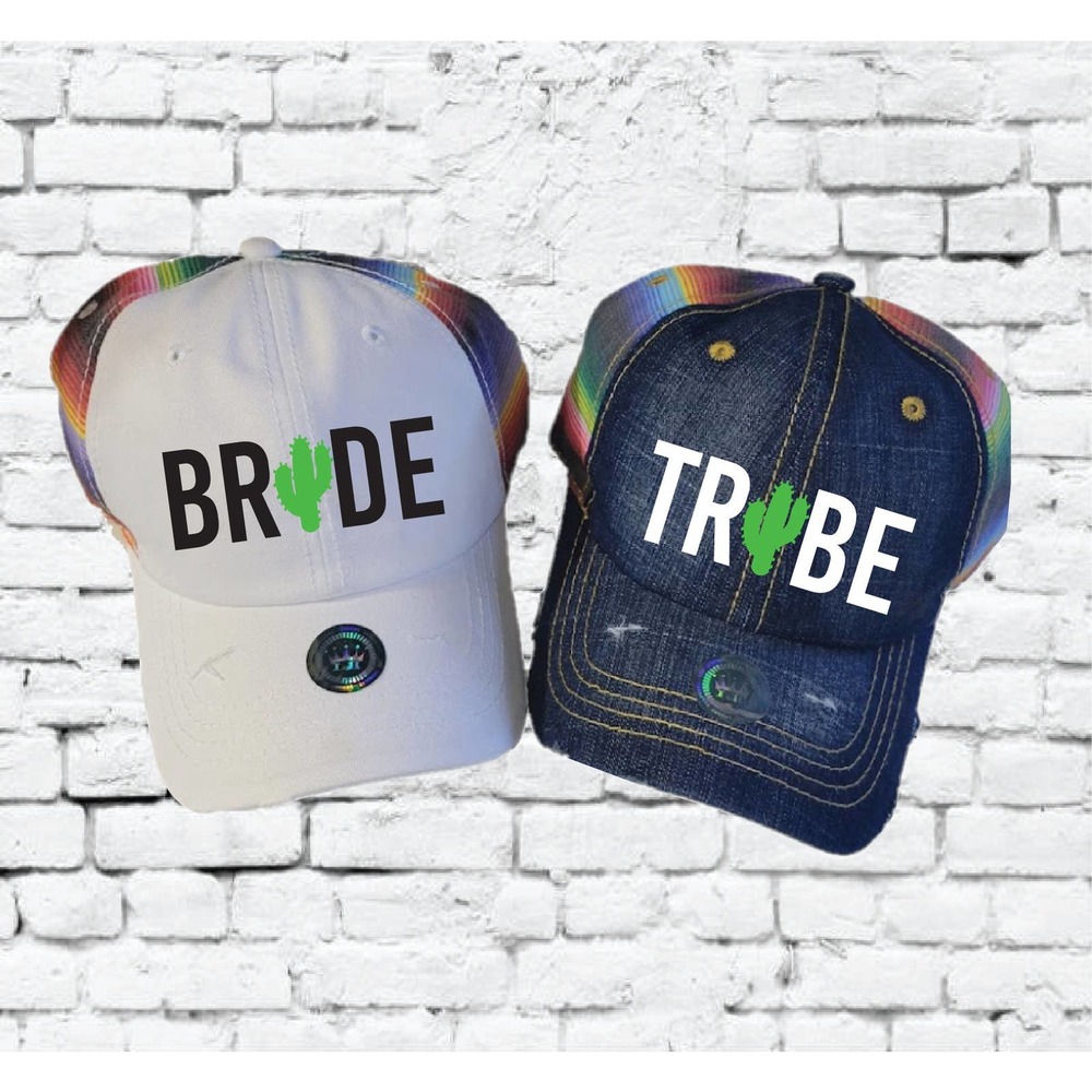 Bride and Tribe Dad Hats Cactus Aztec Serape Print Bachlorette Party Hats
